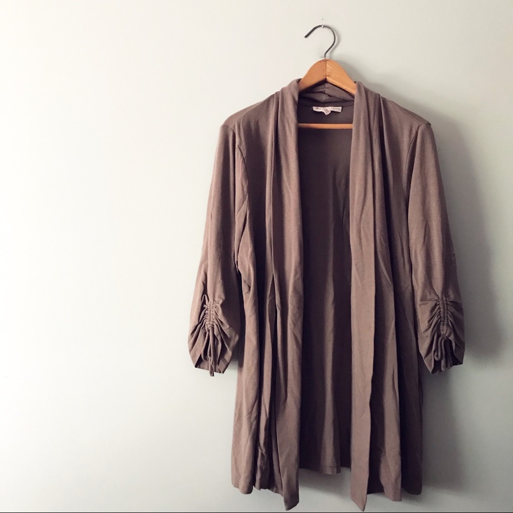 JM Collection Open Front Neutral Duster Cardigan
